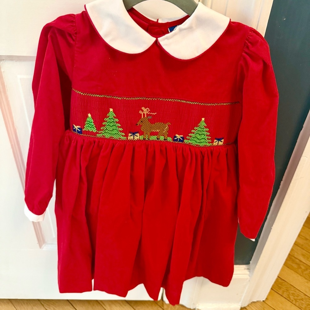 Carriage Boutique Red Christmas Smocked Dress Girls 4t